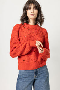 Lilla P - Novelty Stitch Crewneck Sweater - Lava