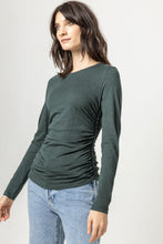 Load image into Gallery viewer, Lilla P - Long Sleeve Shirred Side Crewneck - Elm