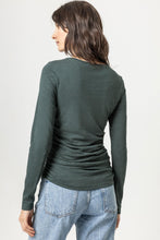 Load image into Gallery viewer, Lilla P - Long Sleeve Shirred Side Crewneck - Elm