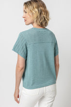 Load image into Gallery viewer, Lilla P Pointelle Crewneck Sweater - Sea Blue
