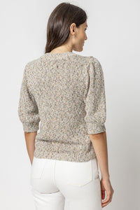 Lilla P Elbow Sleeve V-Neck Sweater - Multi Fleck