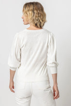 Load image into Gallery viewer, Lilla P - Puff Sleeve V-Neck Sweater - Linen