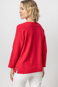 Lilla P Easy Dropped Shoulder V-Neck - Cerise