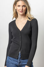 Load image into Gallery viewer, Lilla P - Ribbed Cardigan Sweater - Black