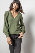 Load image into Gallery viewer, Lilla P - Full Sleeve V Neck Sweater - Wintergreen