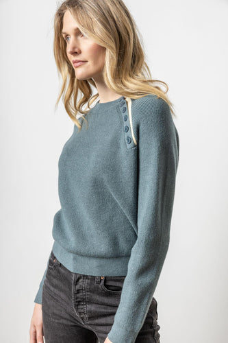 Lilla P - Button Raglan Crew - Heron