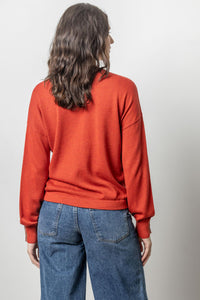 Lilla P - Snap Cuff V-Neck Sweater - Lava