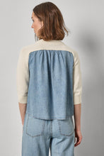 Load image into Gallery viewer, Lilla P Denim Elbow Sleeve Sweater - Off White