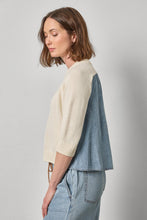 Load image into Gallery viewer, Lilla P Denim Elbow Sleeve Sweater - Off White