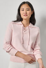 Load image into Gallery viewer, Lilla P - Lace Neck Polo Sweater - Peony Marl
