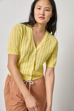 Load image into Gallery viewer, Lilla P - Open Stitch V-Neck Cardigan - Lemon