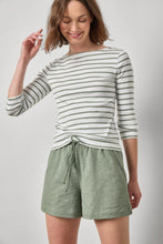 Load image into Gallery viewer, Lilla P - Ribbed Stripe 3/4 Boatneck - Sage Stripe