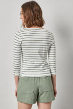 Load image into Gallery viewer, Lilla P - Ribbed Stripe 3/4 Boatneck - Sage Stripe