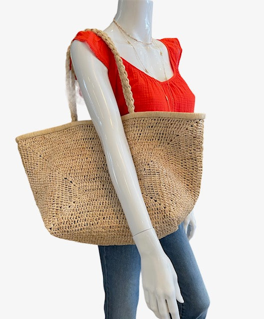 Laggo Palm Beach Raffia Bag - Sand