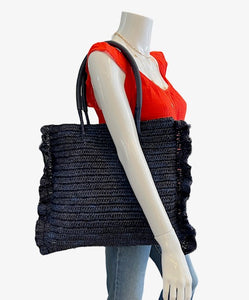 Laggo Atena Raffia Bag - Navy