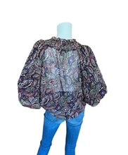 Load image into Gallery viewer, Sanctuary - Breezy Smock Neck Blouse - Royal Paisley