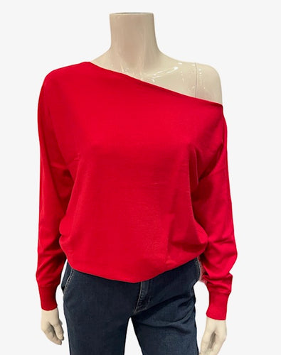 Minnie Rose -Cotton/Cashmere Off The Shoulder Top - Cranberry