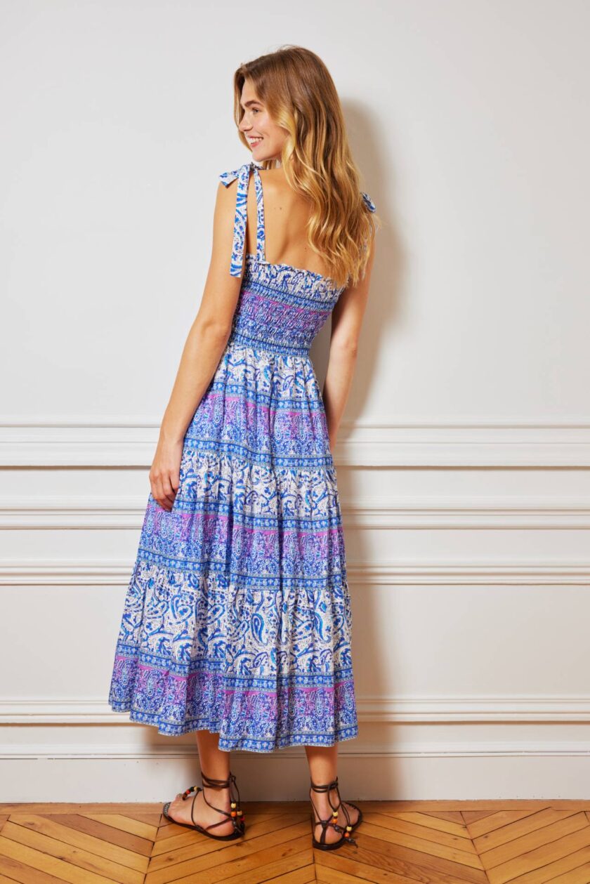 smocked cami midi dress Cotton Smocked Waist Cami Midi Dress