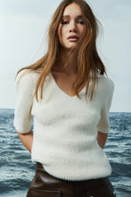 Load image into Gallery viewer, Melissa Nepton - Shea Short Sleeve Polo Sweater - Cream