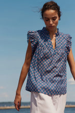 Load image into Gallery viewer, Melissa Nepton - Spencer Sleeveless Frill Blouse - Navy Jem