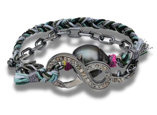 Patricia Arango - Diamond Clasp With Tahitian Pearl Wrap Bracelet