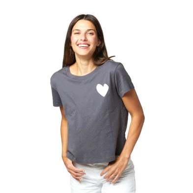 Kerri Rosenthal - Suke Tee Imperfect Heart - Carbon/White
