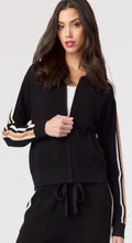 Load image into Gallery viewer, J Society - Thermal Striped Collarless Zip Front Jacket - Black