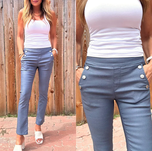 Flog - Sofia Crop Pant - Blue Check