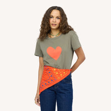 Load image into Gallery viewer, Kerri Rosenthal - Suke Imperfect Heart Tee - Army Green/Tomato