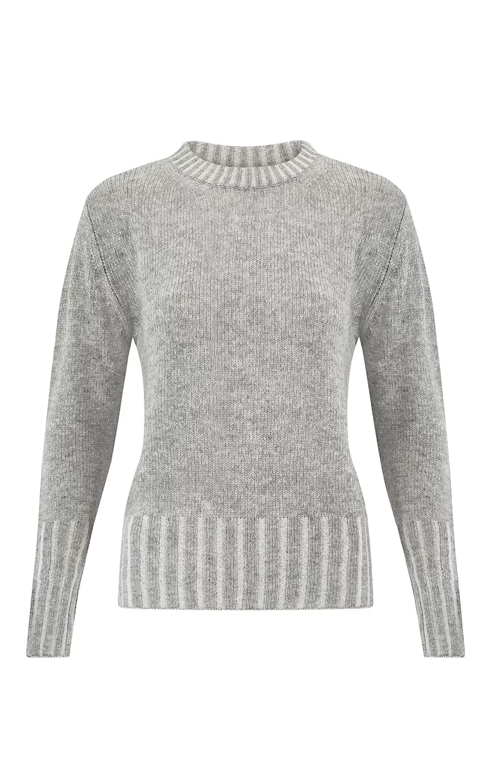 KAJA PLATING CREW KNIT OVY Gray Mサイズ ニット Windsor & White - Plaited Trim Cashmere Crew Neck Sweater - Mid