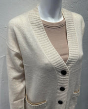 Load image into Gallery viewer, Brodie- Western Love Cashmere Cardi - Antique White/Camel