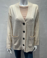 Load image into Gallery viewer, Brodie- Western Love Cashmere Cardi - Antique White/Camel