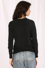 Load image into Gallery viewer, Minnie Rose - Cotton Cashmere Distressed Crew - Black
