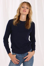 Load image into Gallery viewer, Minnie Rose - Cotton/Cashmere Distressed Crew - Navy
