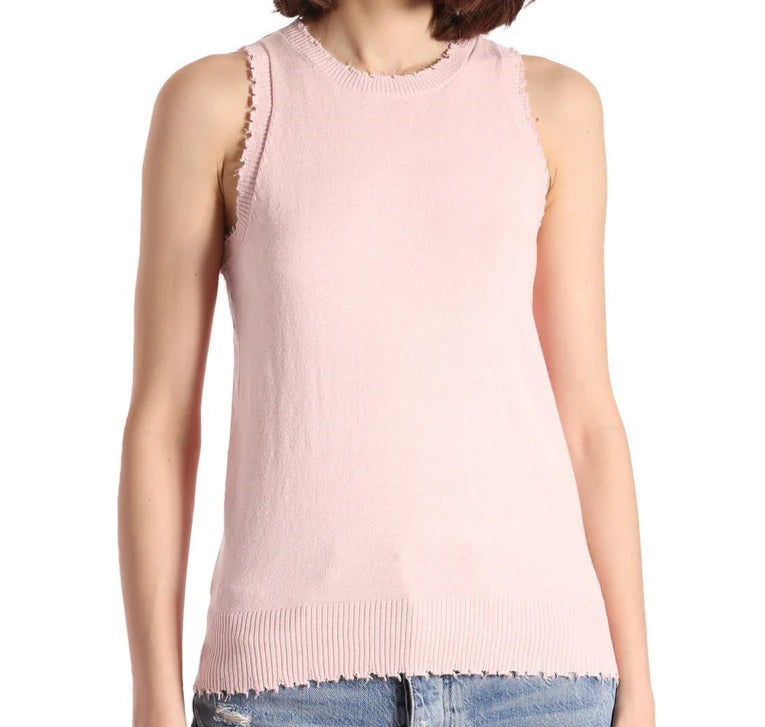 Minnie Rose - Cotton/Cashmere Frayed Tank - Lotus