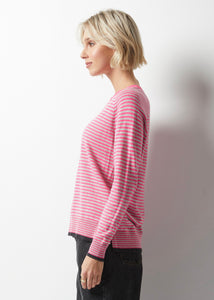 Zaket & Plover - Essential Stripe V Sweater - Bubblegum