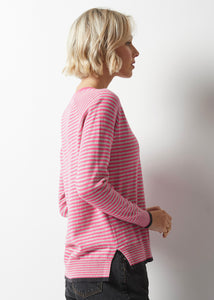 Zaket & Plover - Essential Stripe V Sweater - Bubblegum