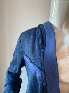 Color Me Cotton - Seamed Hooded Open Jacket - Steel Blue