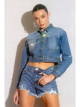 Load image into Gallery viewer, Vibrant VNRT - The Alissa Rhinestone Jean Jacket - Mid