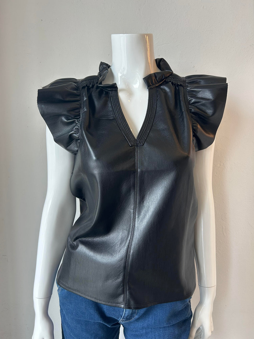 Melissa Nepton Kamilla Vegan Leather Top - Black