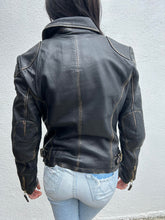 Load image into Gallery viewer, Mauritius Peggie Leather Jacket - Black/Beige
