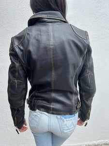 Mauritius Peggie Leather Jacket - Black/Beige