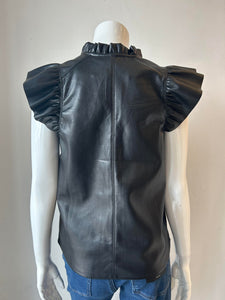 Melissa Nepton Kamila Vegan Leather Top - Black