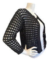 Load image into Gallery viewer, Brodie : Wispr Open Stitch Pointelle Cardi - Coal (Black)