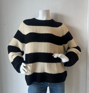 Velvet - Ciara Stripe Crew Sweater - Black & White