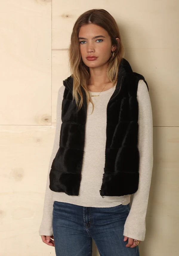 Dylan - Classic Fur Vest REVERSIBLE! - Black
