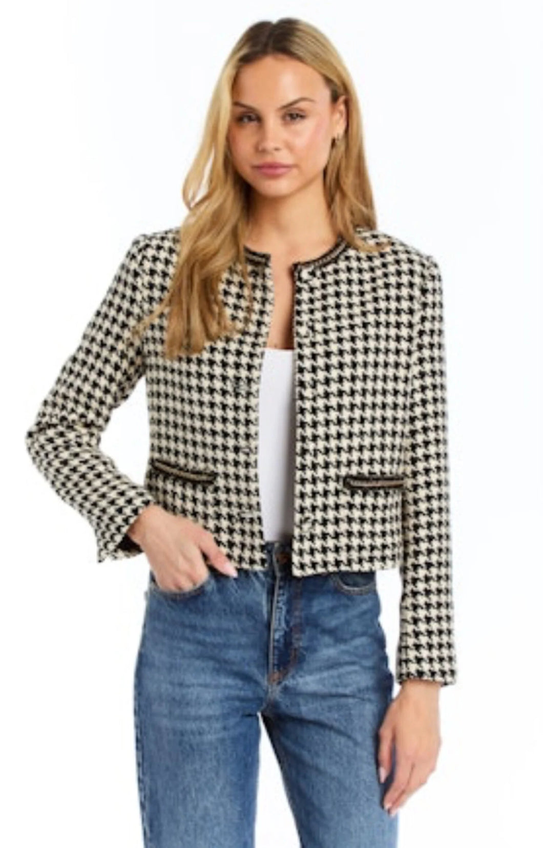 Drew Jenn Houndstooth Jacket - Black / White
