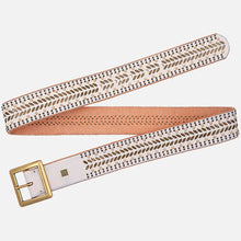 Load image into Gallery viewer, Ezra | Studded Leather Belt with Square Buckle - Off White