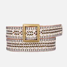 Load image into Gallery viewer, Ezra | Studded Leather Belt with Square Buckle - Off White