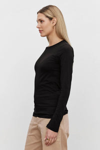 Velvet - Zofina Long Sleeve Crew Neck Tee - Black